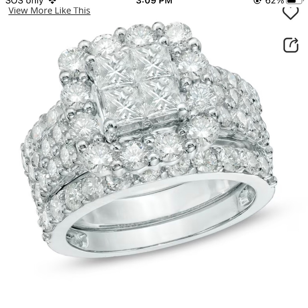4 CT. T.W. Quad Princess-Cut Diamond Frame Bridal Set in 14k White Gold, Size 6